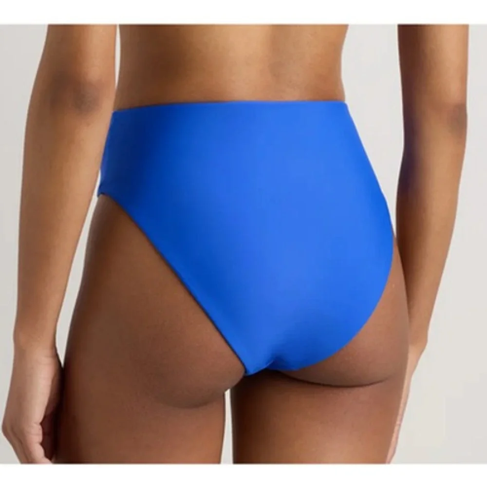 quince italian high-rise high-leg bikini bottom swimsuit electric blue x-small